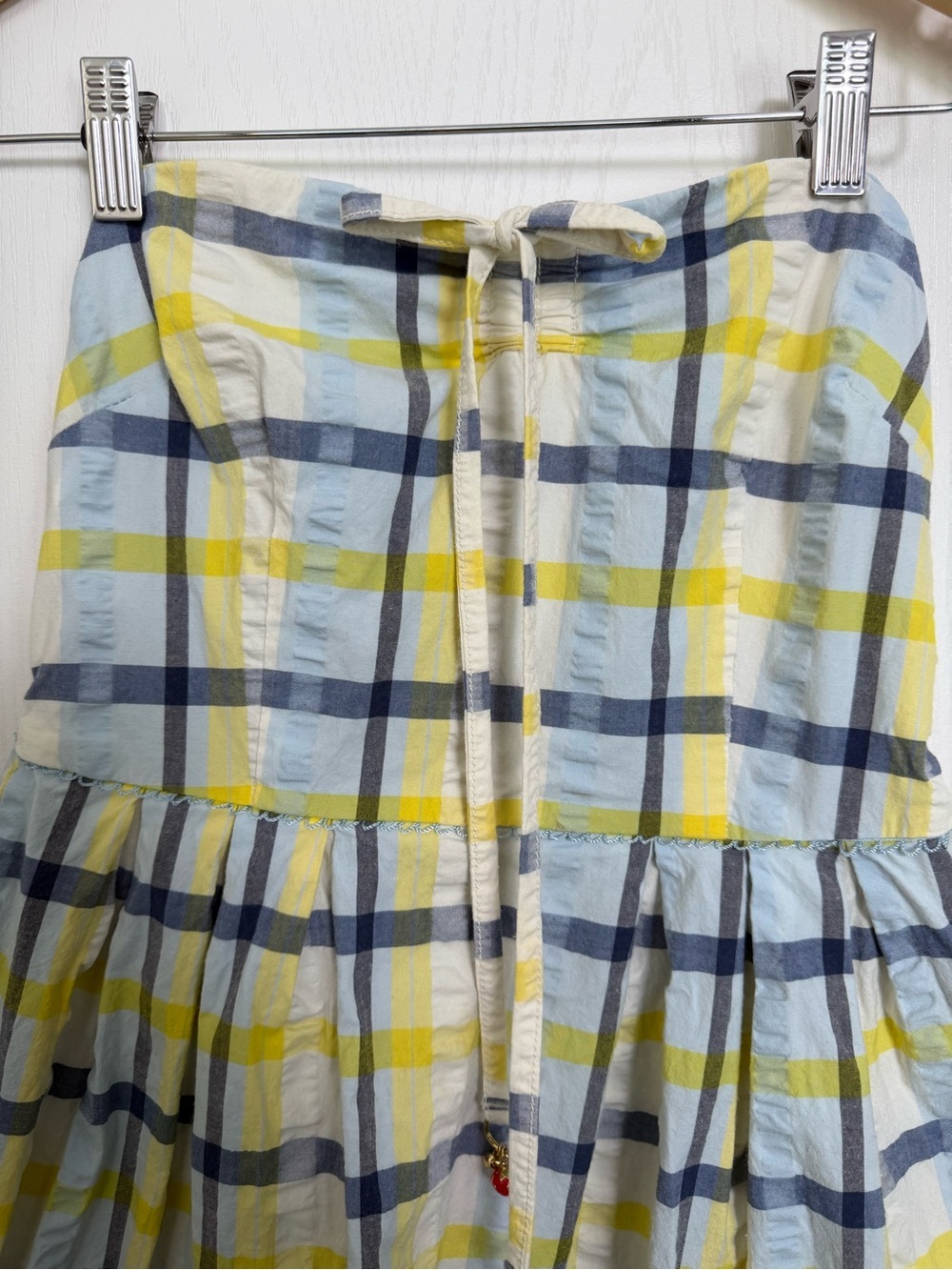 Vintage Y2K Juicy Couture Seersucker Madras Plaid Strapless Mini Dress Sz Small - Picture 5 of 10